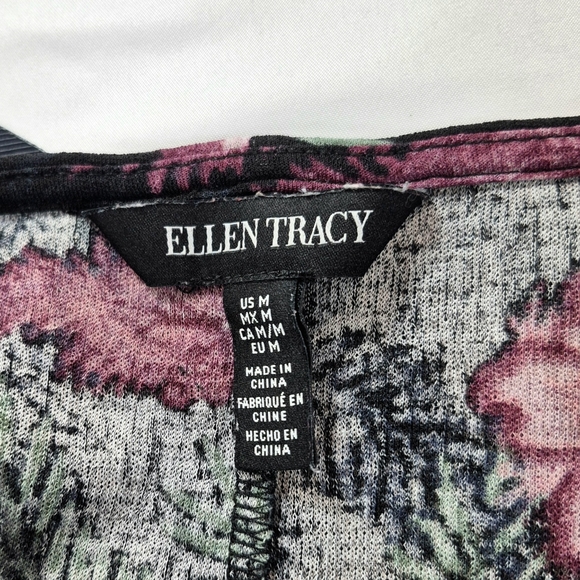 Ellen Tracy Floral 3/4 Sleeve Faux Wrap Dress Size M Vibrant Multicolor Midimax - Picture 4 of 13